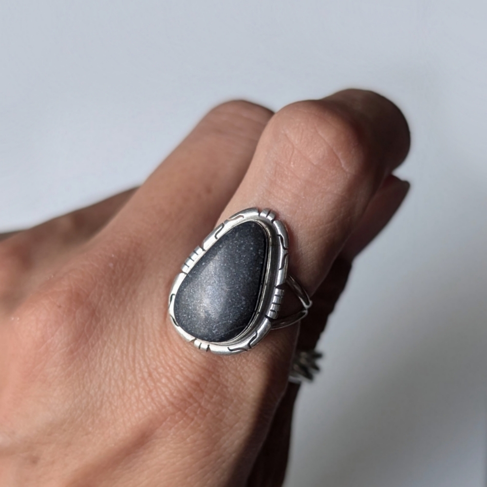 Navajo Native American D. Skeets ring Sterling silver Black Stone 925 - Picture 6 of 6